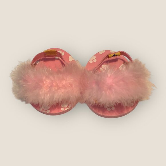 Build-A-Bear Workshop Fuzzy Furry Pink Open Style Slippers BABW - Picture 1 of 4